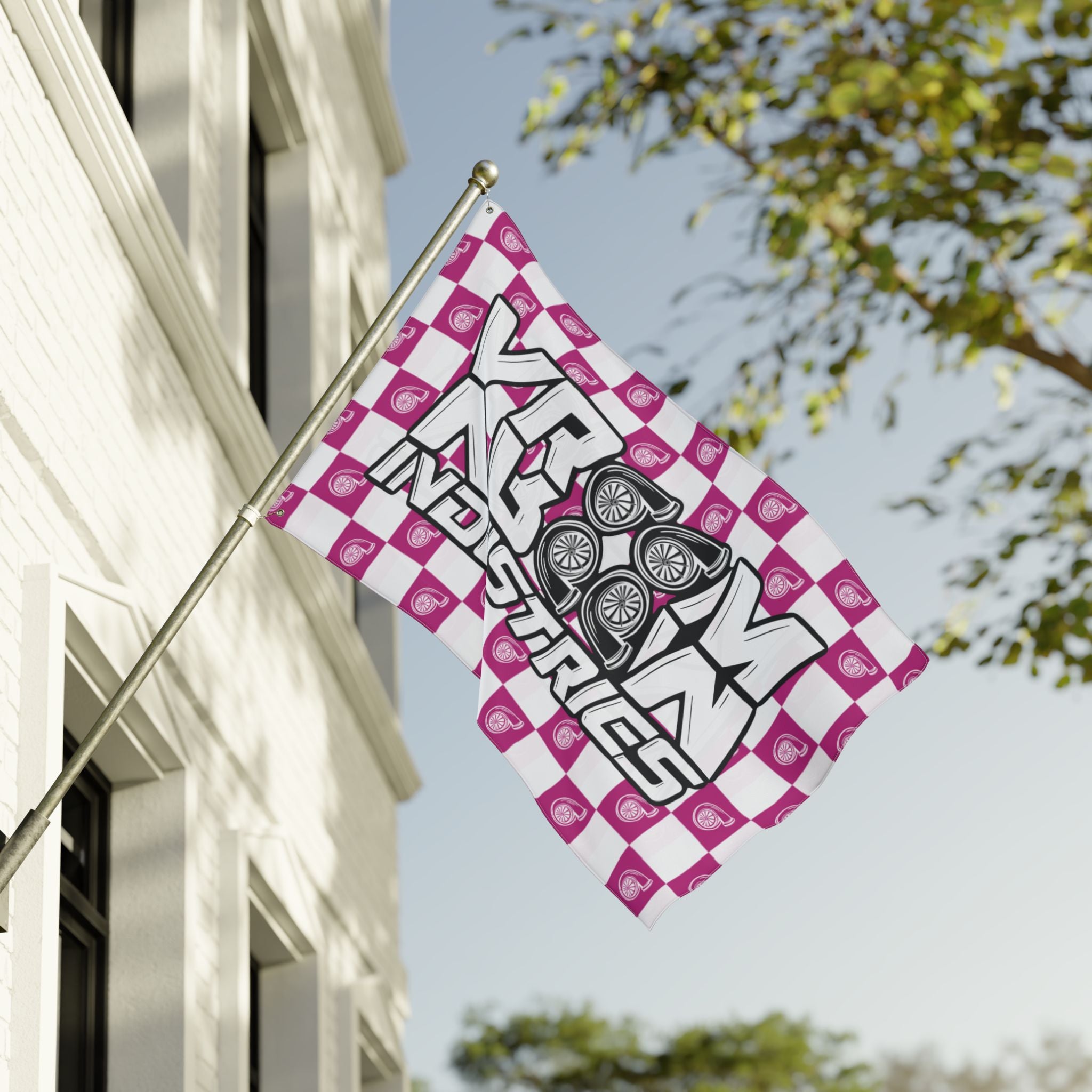 VroomVroom + White & Pink • Turbo Checkered Flag