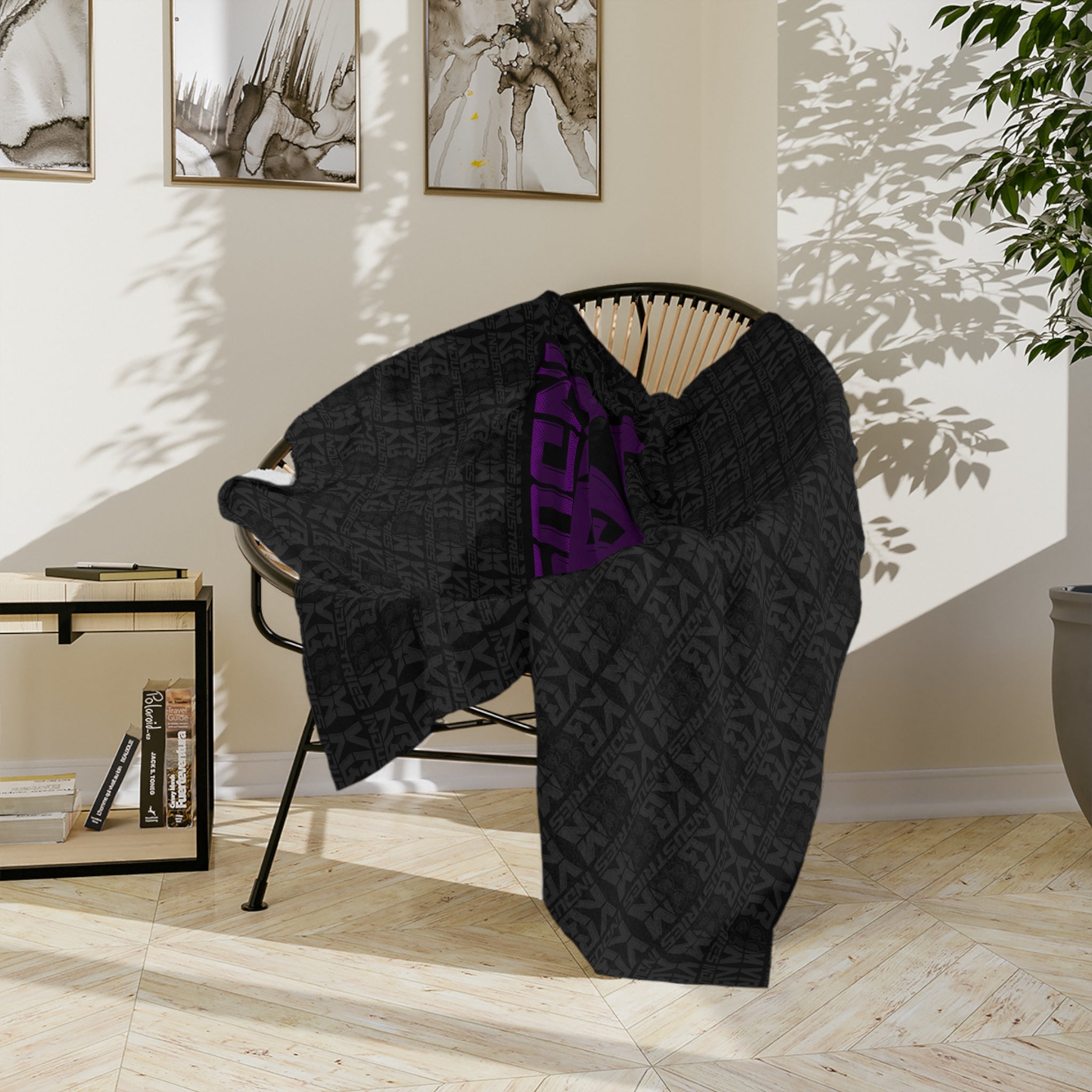 VroomVroom • Purple & Black •. Microfiber Blanket