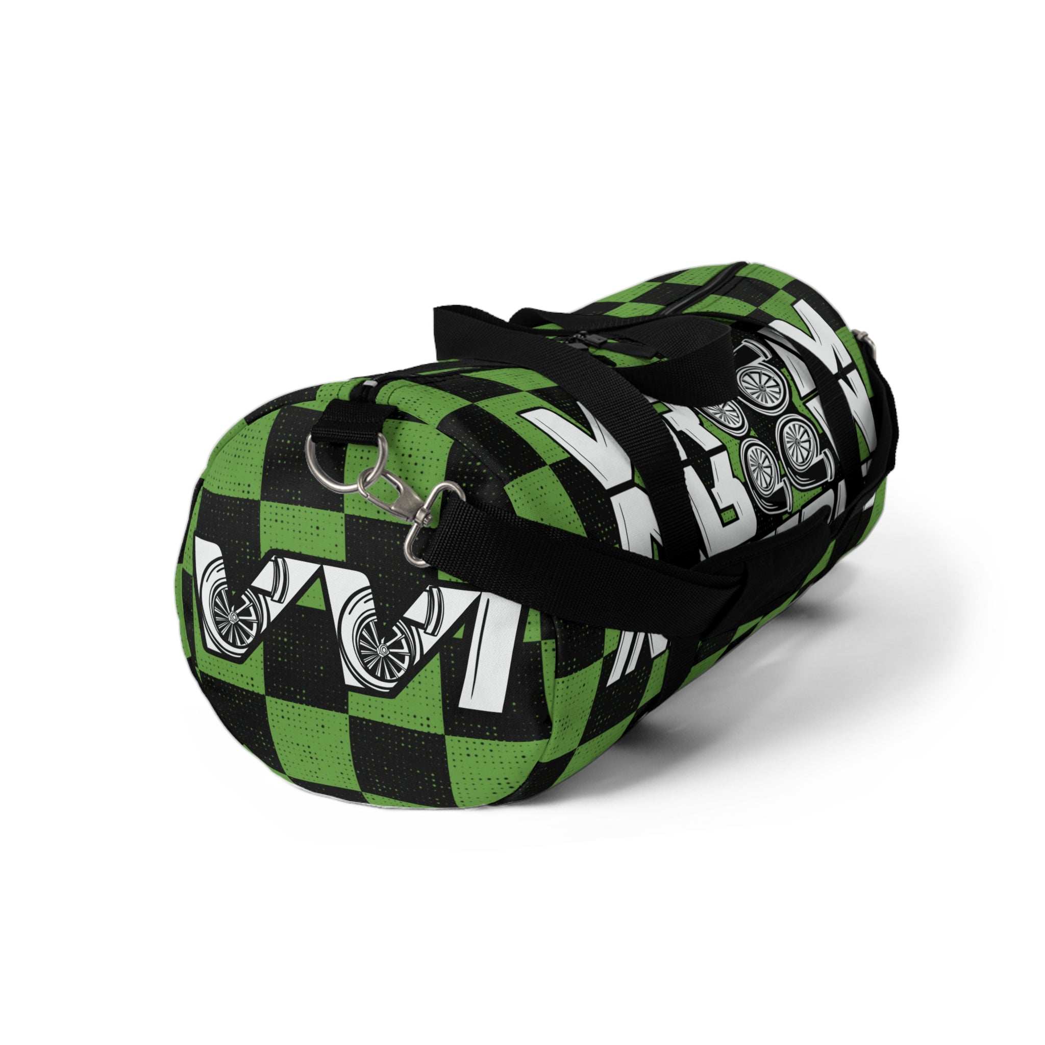 VroomVroom • Bright Green & Black Checkered • Duffle Bag
