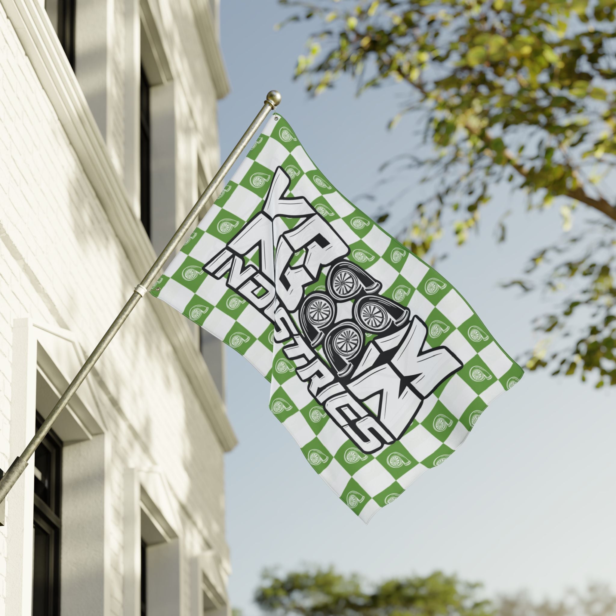 VroomVroom • Bright Green + White • Turbo Checkered Flag