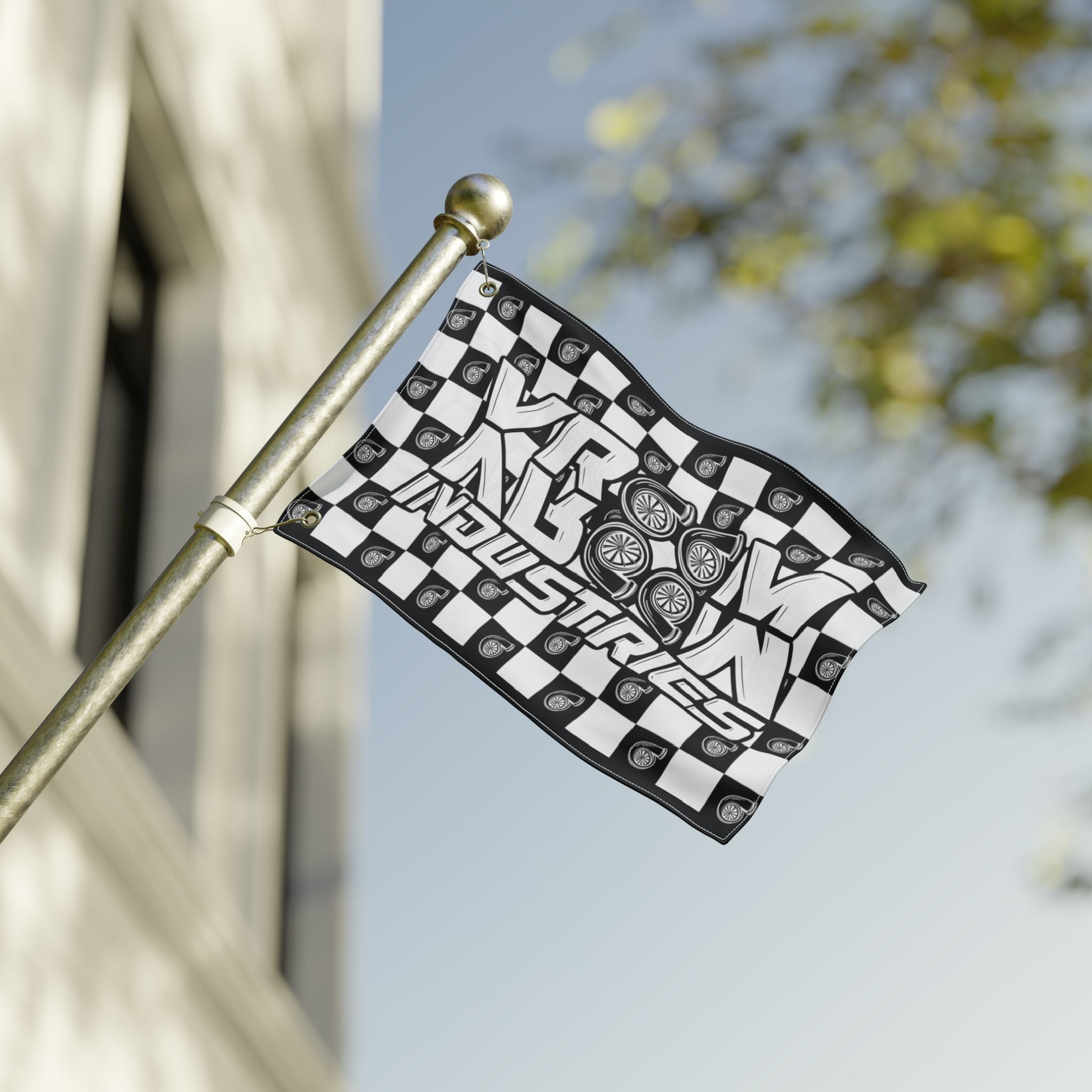 VroomVroom • Black & White • Turbo Checkered Flag