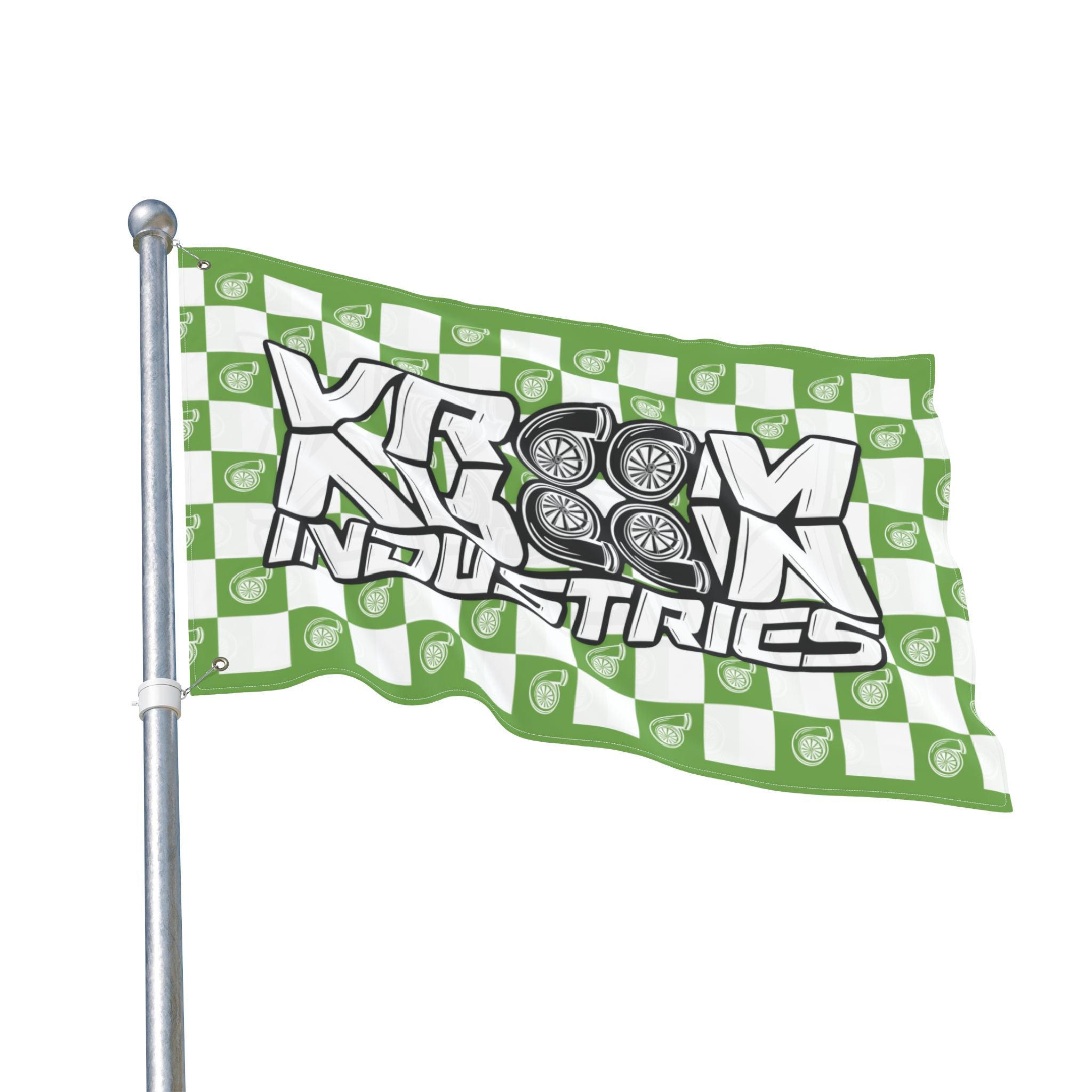 VroomVroom • Bright Green + White • Turbo Checkered Flag