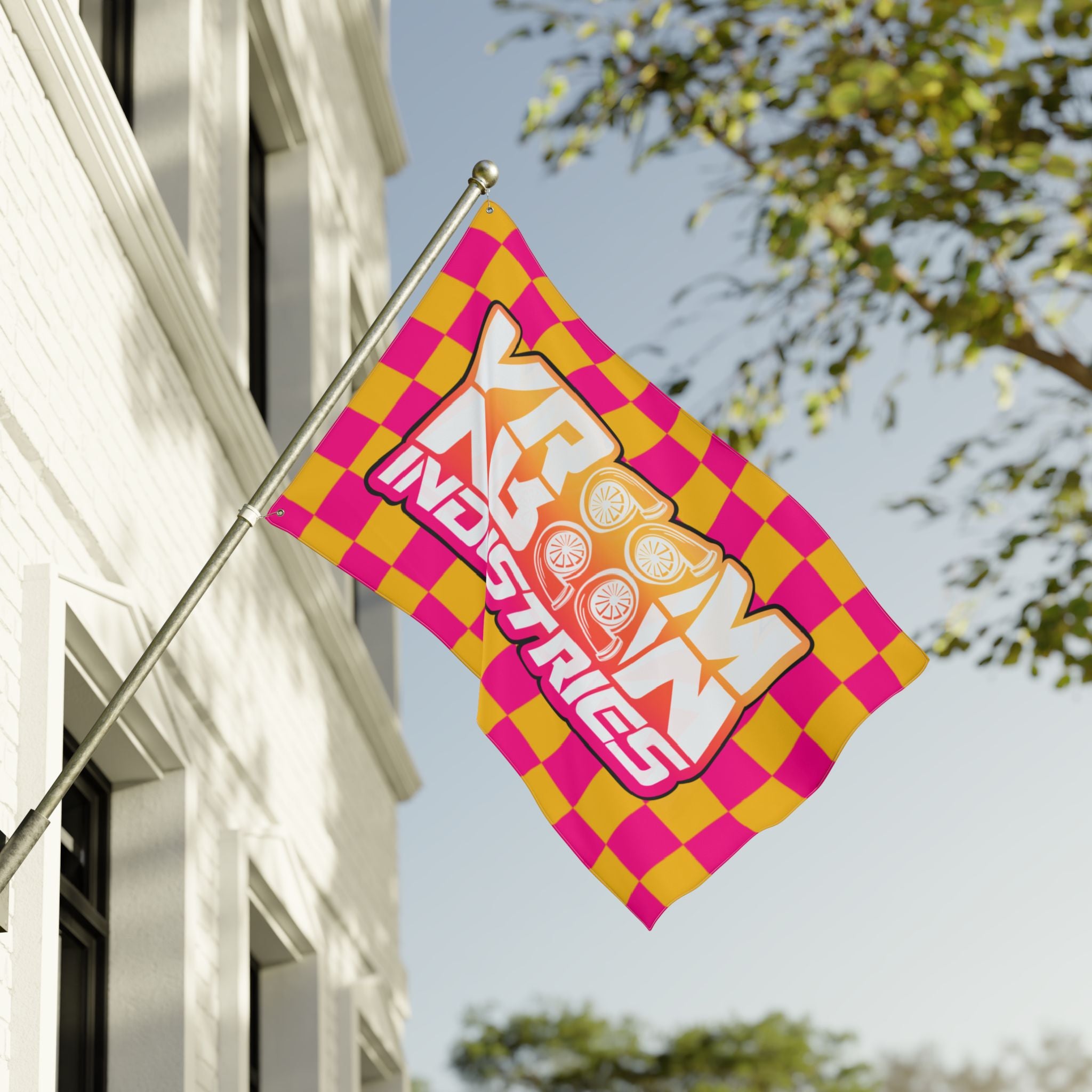 VroomVroom • Pink + Yellow Sunset Checkered Flag