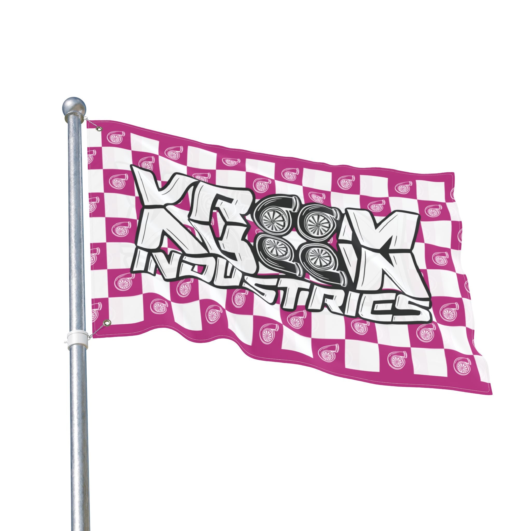 VroomVroom + White & Pink • Turbo Checkered Flag