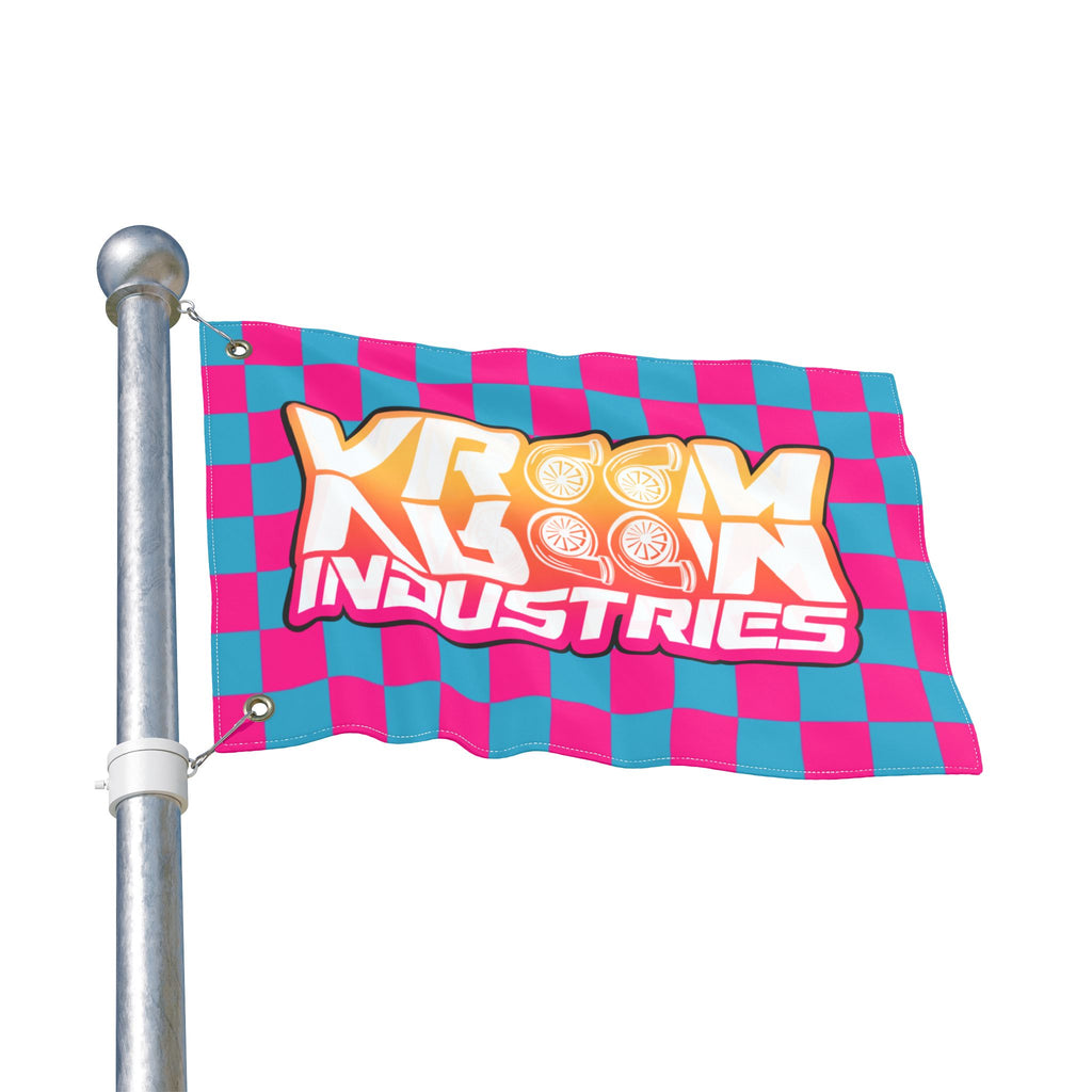 VroomVroom • Pink + Turquoise Sunset Checkered Flag