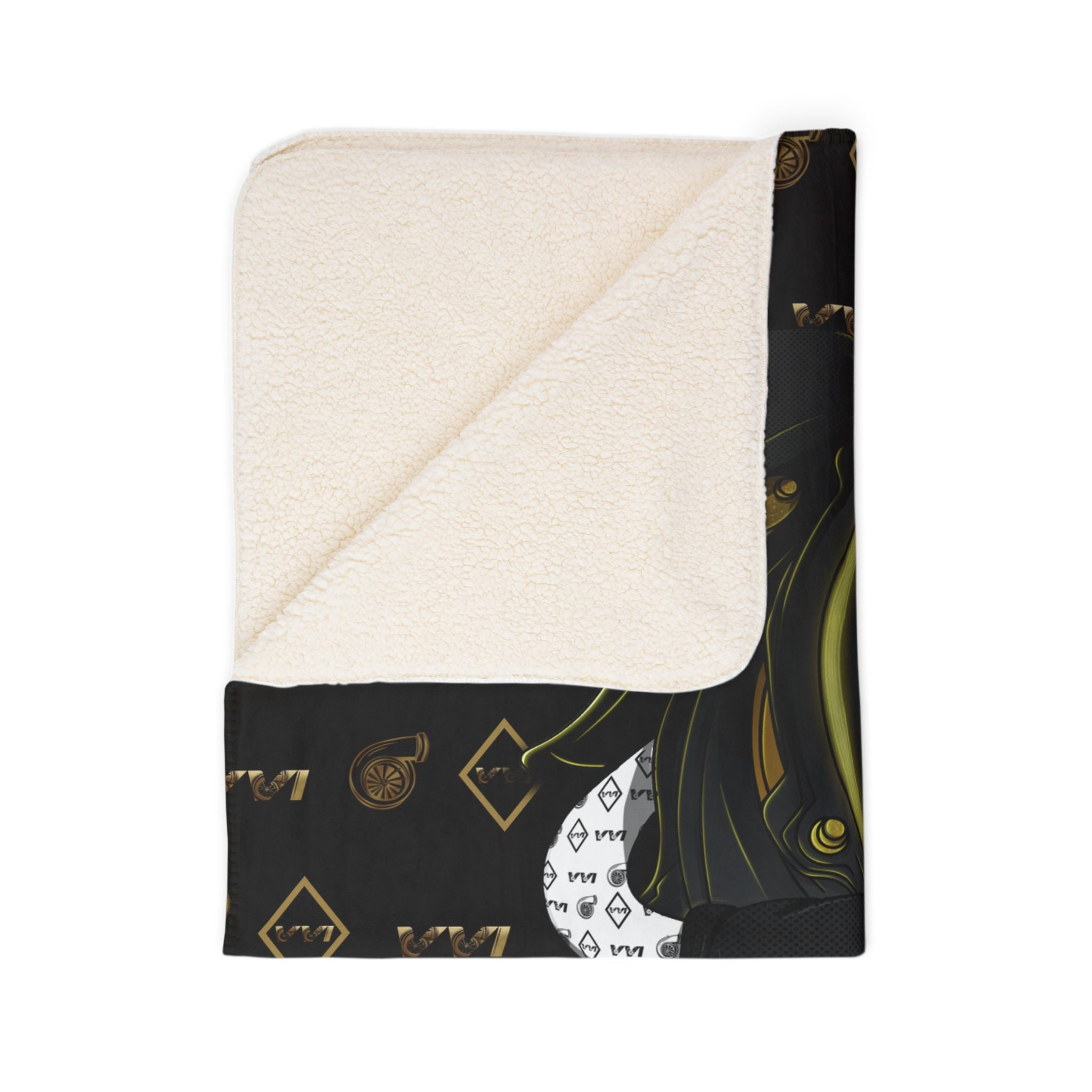 Black Vroomie • Black & Gold • Sherpa Blanket