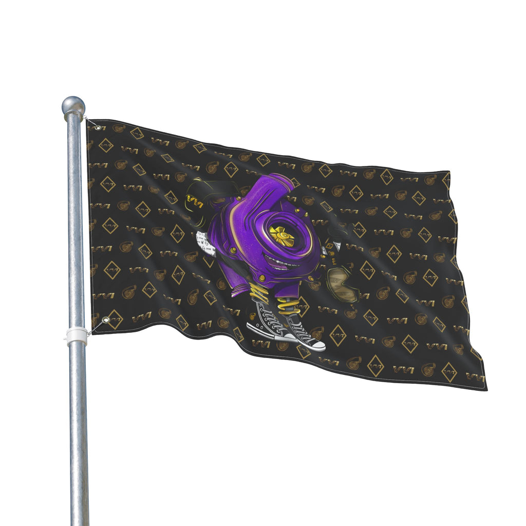 Vroomie Purple + VVI Gold • Black (Same) Flag