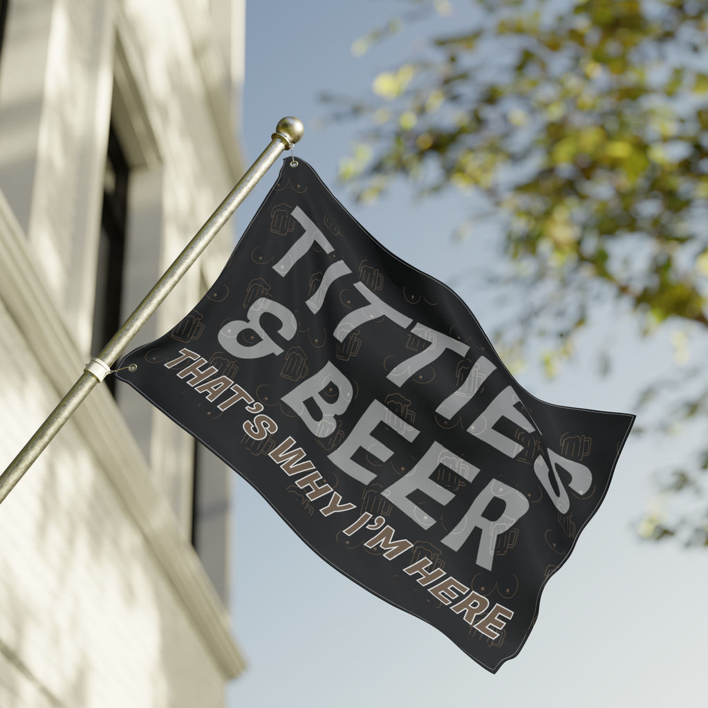 Titties & Beer That's Why I'm Here (Gold) + VroomVroom (Drivers Side) Flag