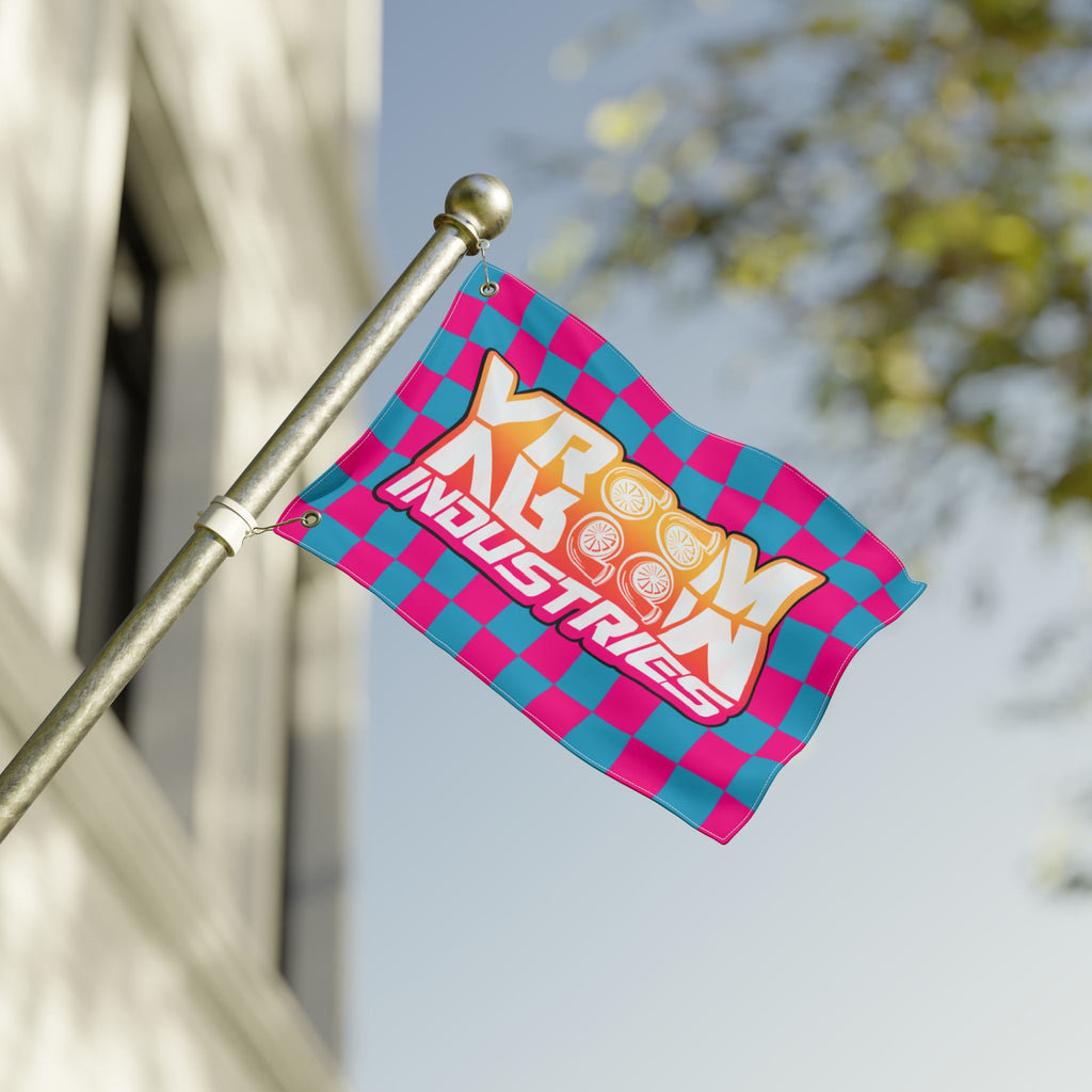 VroomVroom • Pink + Turquoise Sunset Checkered Flag